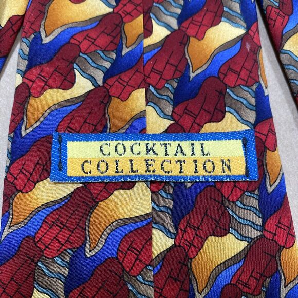 Cocktail Collection Men's Silk Tie Necktie Scotch On The Rocks Colorful Abstract - Picture 4 of 6